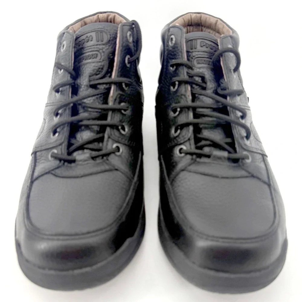 Propet Waterproof Hiking Boots Mens Black Leather Sealtex Mid Top Lace Up Work